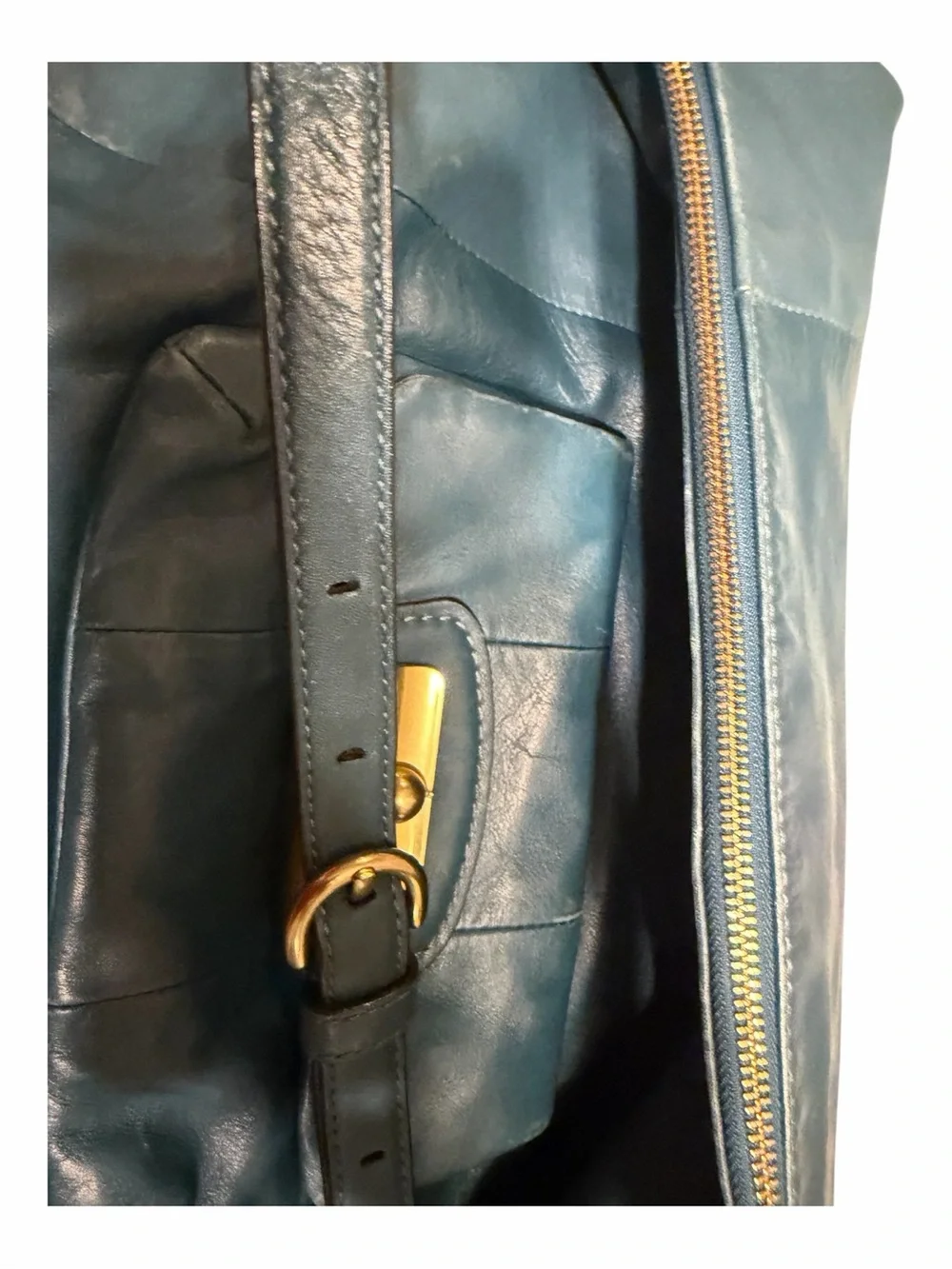 Coach Teal Leather Hobo Bag with Gold-Tone Hardware